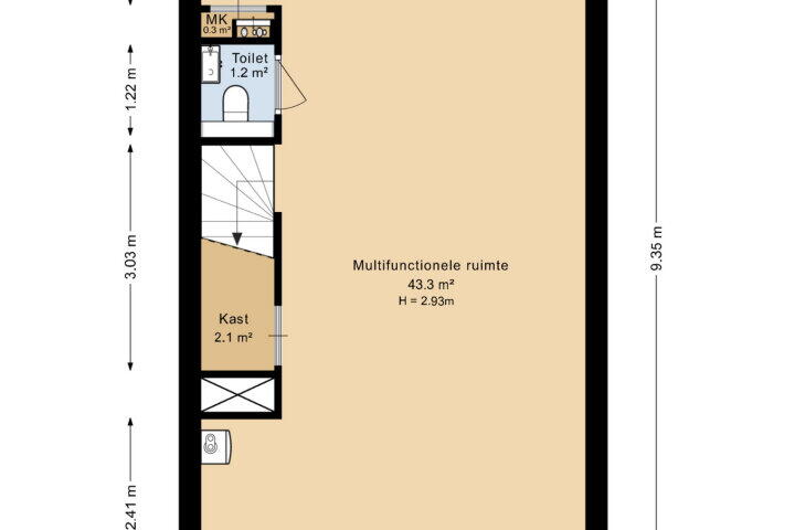 Plattegrond – De Kaai 154, Groningen