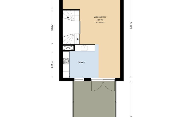 Plattegrond – De Kaai 154, Groningen