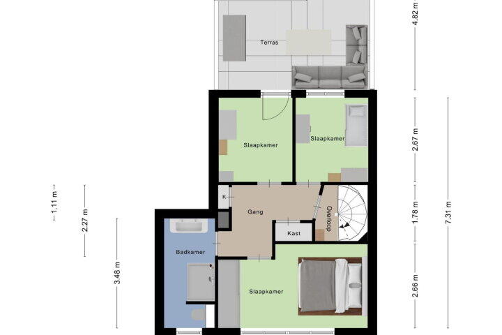 Plattegrond – Deken Waarestraat 18, Beverwijk