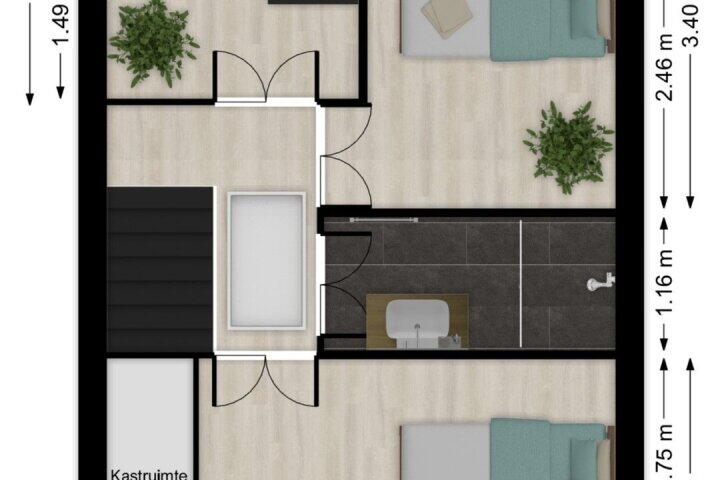 Plattegrond – De Klopstraat 8, Sliedrecht