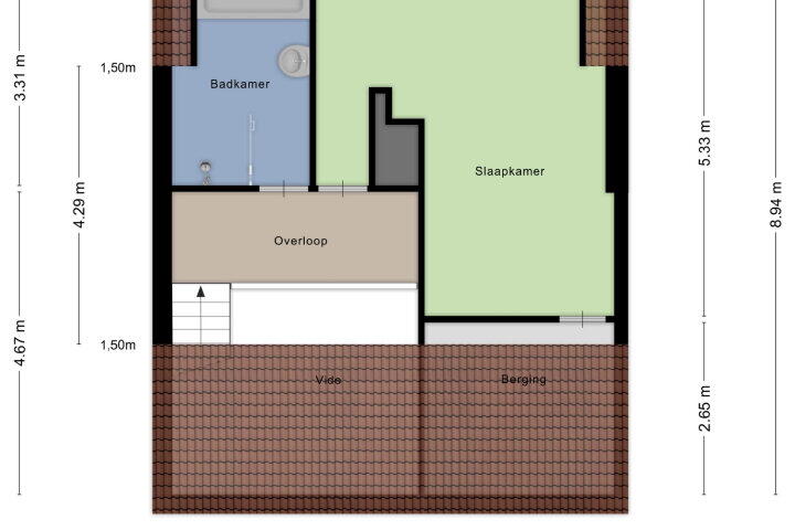 Plattegrond – Delistraat 71, Nijmegen