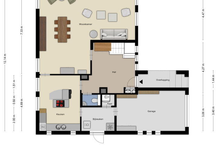 Plattegrond – De Meeten 61, Roosendaal
