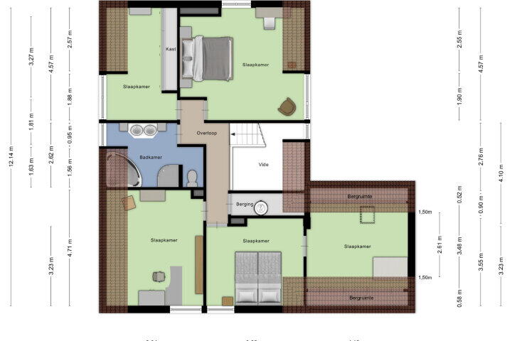 Plattegrond – De Meeten 61, Roosendaal