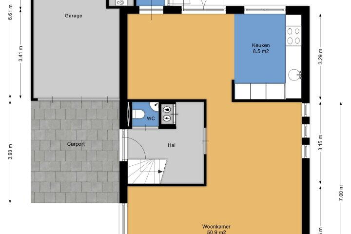 Plattegrond – De Merel 9, Vriezenveen
