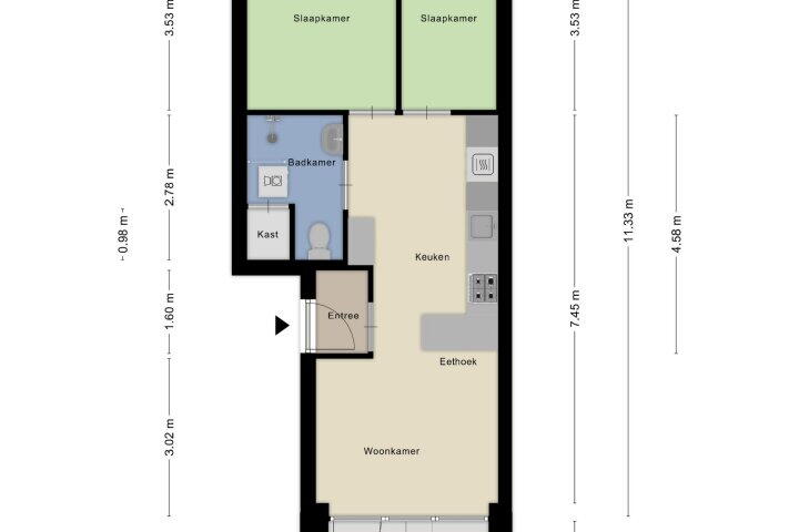 Plattegrond – De Noord 58 C, Dronten