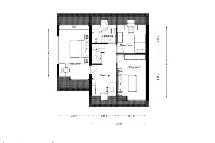 Plattegrond – De Skuorre 12, Wergea