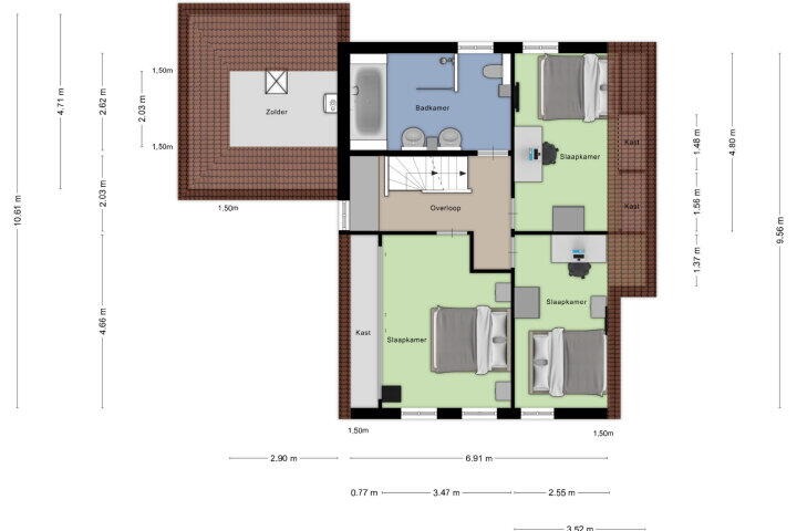 Plattegrond – De Steenenborch 20, Nieuwkuijk