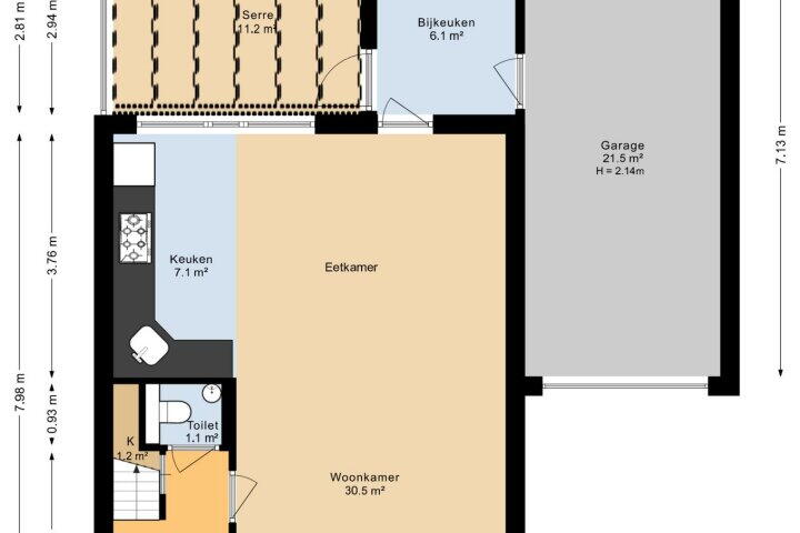 Plattegrond – de Vennen 25, Roden