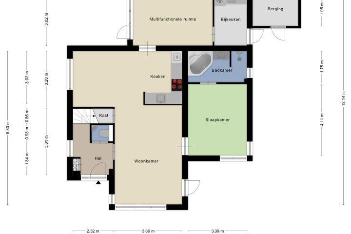 Plattegrond – de Werf 1, Bergharen