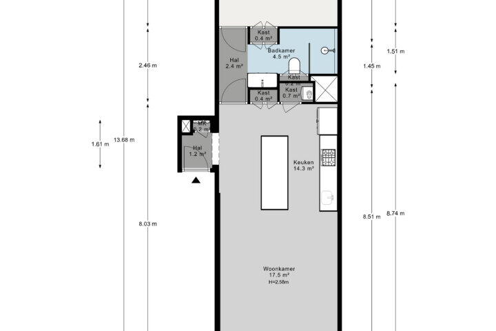 Plattegrond – De Wittenkade 6 B, Amsterdam