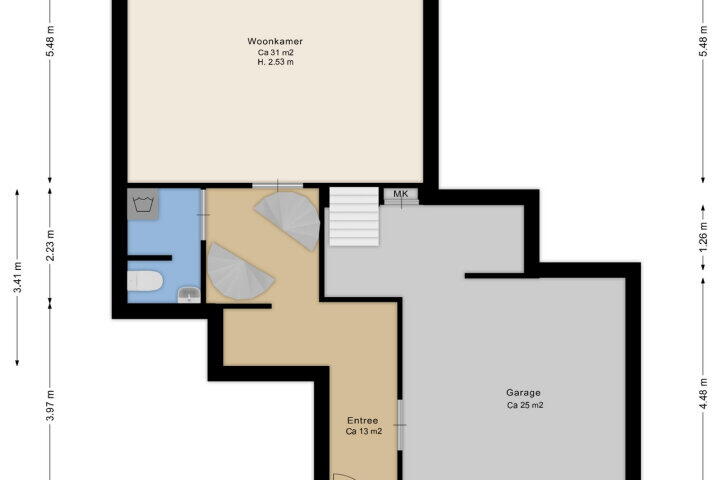 Plattegrond – De Wouden 166, Assen