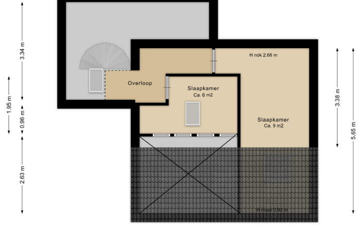 Plattegrond – De Wouden 166, Assen