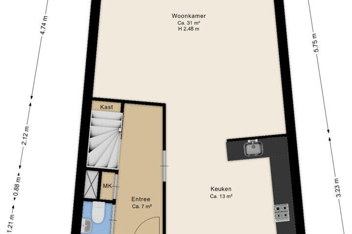 Plattegrond – Diamantstoep 20, Assen