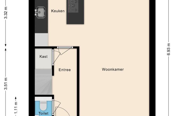 Plattegrond – Dongestraat 17, Beverwijk