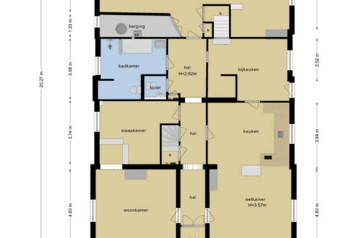 Plattegrond – Dorpsstraat 27, Slijk-Ewijk