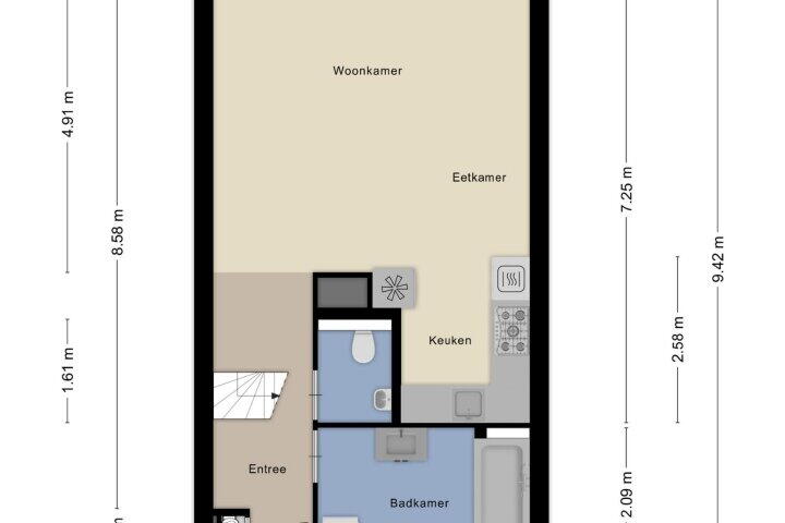 Plattegrond – Dotterweide 46, Waddinxveen