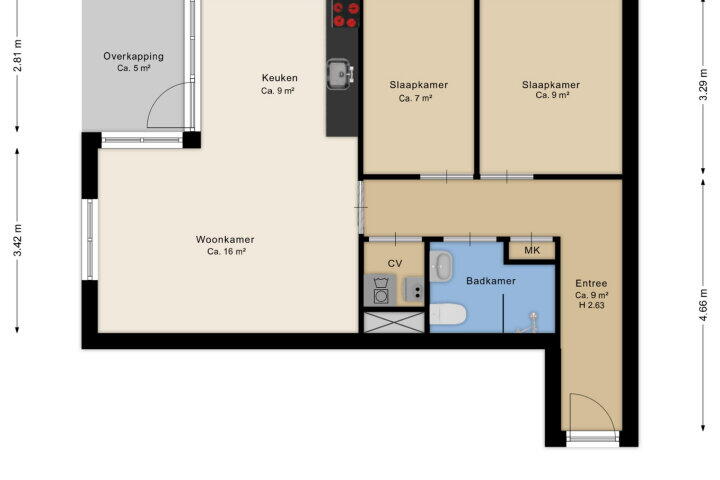 Plattegrond – Dr. Schaepmanstraat 75, Assen