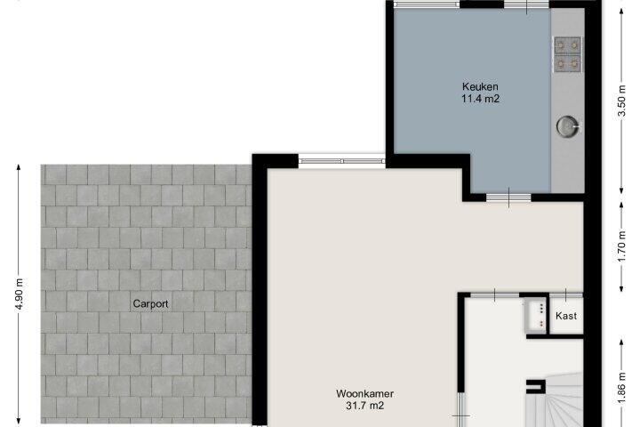 Plattegrond – Dunantstraat 12, Vriezenveen