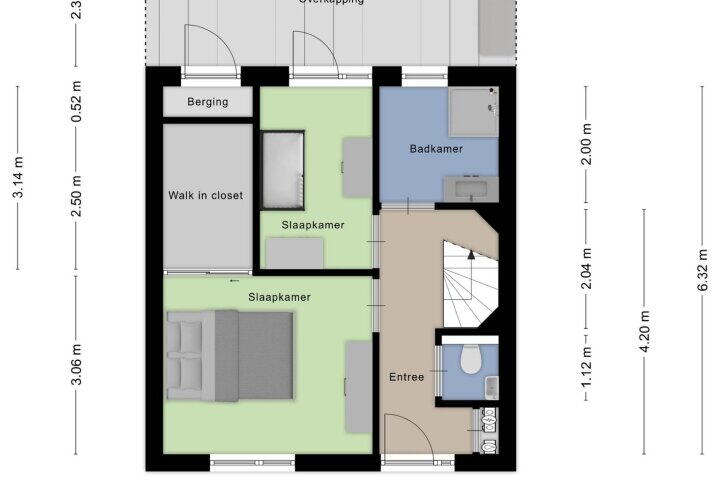 Plattegrond – Dunantstraat 64, Roosendaal