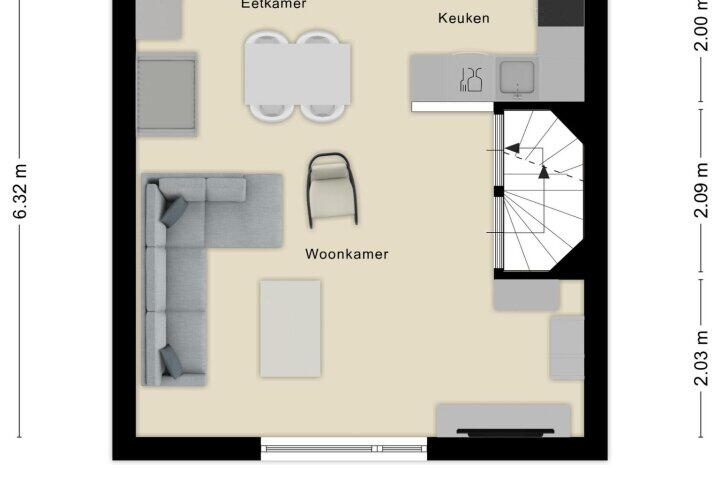 Plattegrond – Dunantstraat 64, Roosendaal