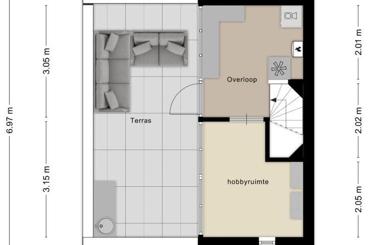 Plattegrond – Dunantstraat 64, Roosendaal