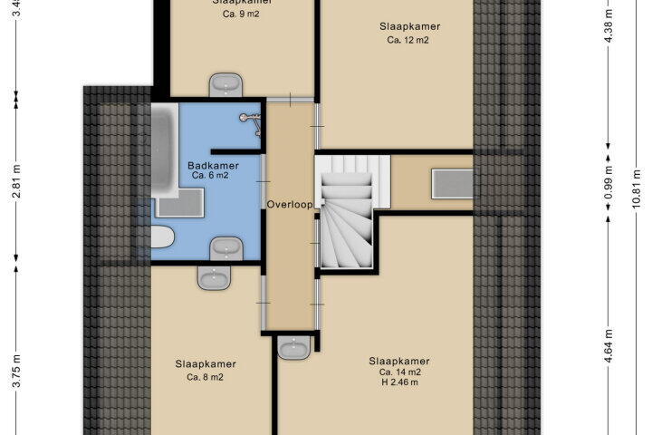 Plattegrond – Dwarsbree 1, Assen