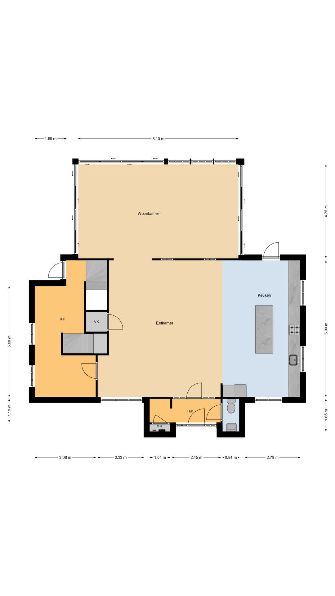 Plattegrond 2 - Dwarsweg 19, Nijensleek