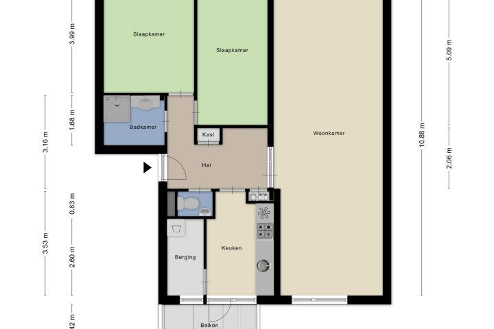 Plattegrond – Eenhoornsingel 81 D, Maastricht
