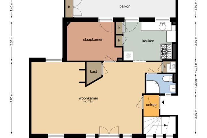 Plattegrond – Eerste Helmersstraat 218 3, Amsterdam