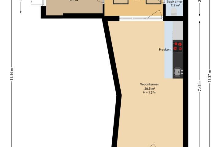 Plattegrond – Eerste Hunzestraat 12, Groningen