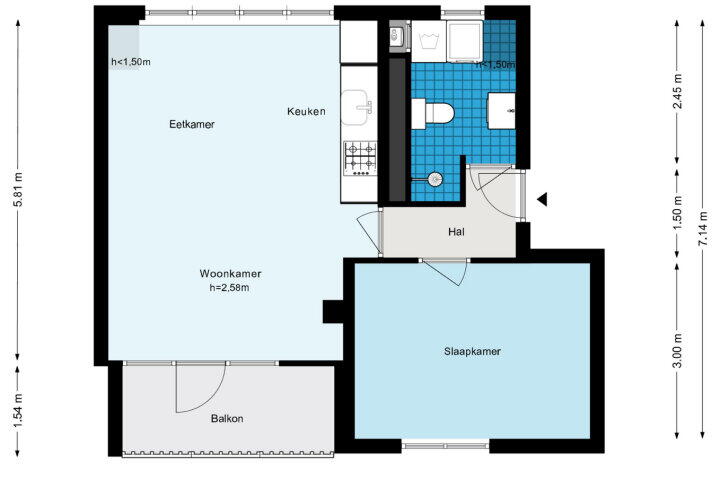 Plattegrond – Eerste Jan Steenstraat 45 E, Amsterdam