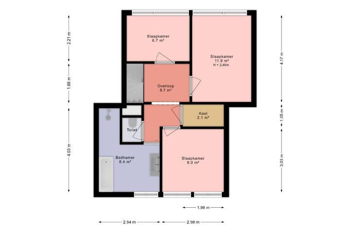 Plattegrond – Elzendreef 206, Voorburg