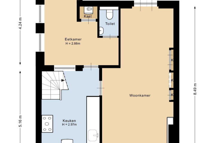 Plattegrond – Emmastraat 37, Meppel