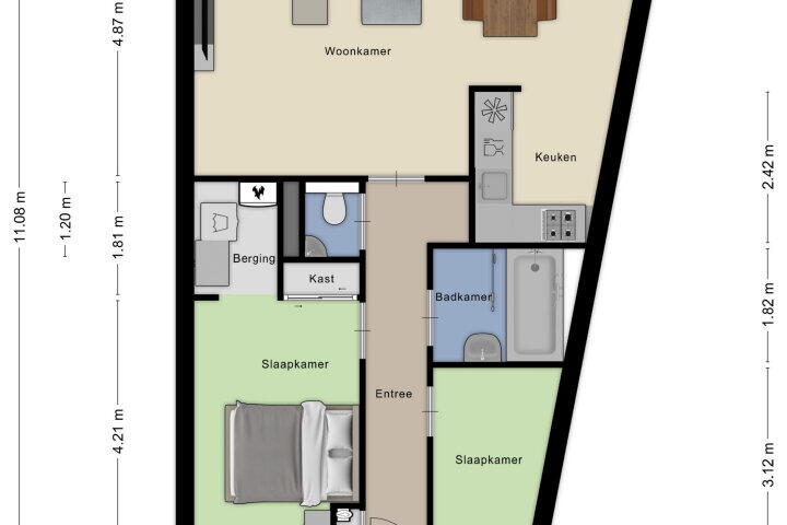 Plattegrond – Emmastraat 39 C, Roosendaal
