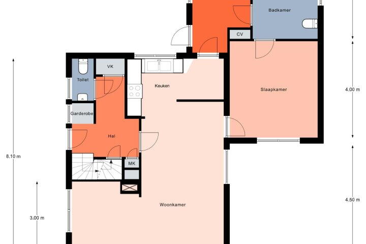 Plattegrond – Esweg 30, Peize