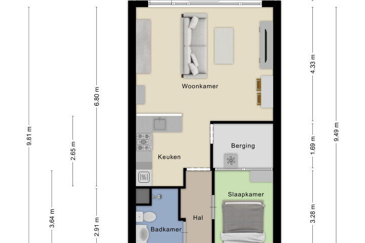 Plattegrond – Evelindeflat 34, Roosendaal