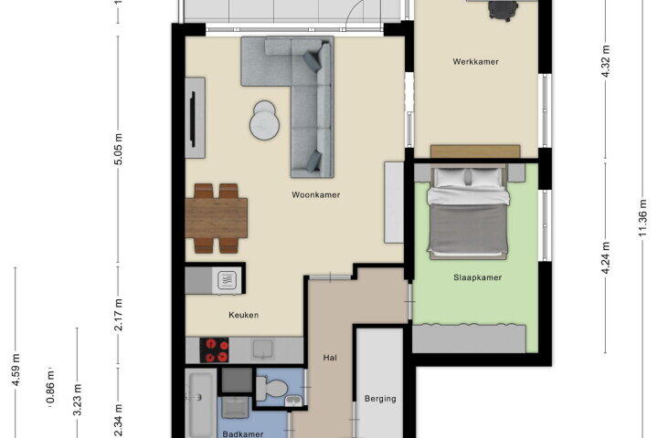 Plattegrond – Evelindeflat 61, Roosendaal