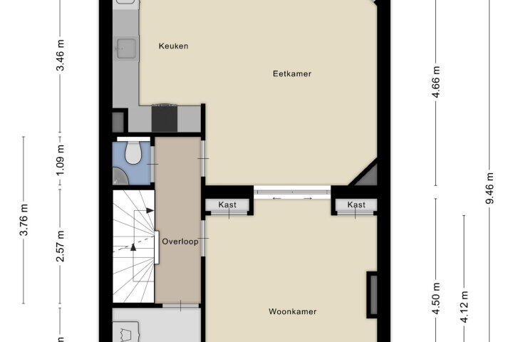 Plattegrond – Evertsenstraat 42, Nijmegen