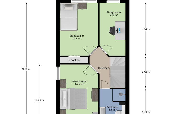 Plattegrond – Fien de la Mardreef 32, Arnhem