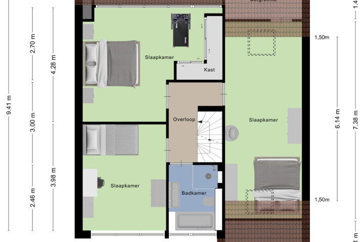 Plattegrond – Fleurberg 14, Roosendaal