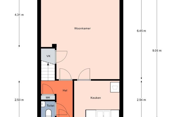 Plattegrond – Florijnstraat 53, Alkmaar