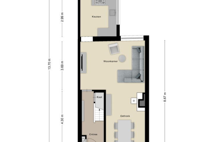 Plattegrond – Fortuinstraat 46, Roosendaal