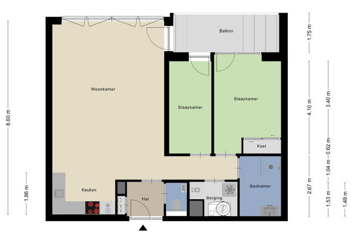 Plattegrond – Frederik Hendriklaan 58 C 06, Maastricht