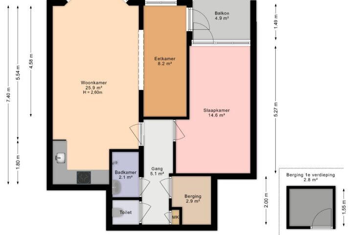Plattegrond – Gedempte Burgwal 18 A, Den Haag