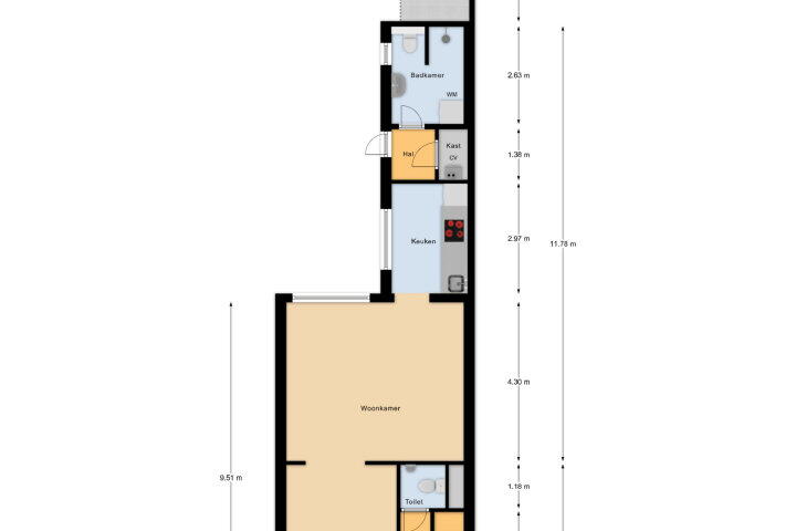 Plattegrond – Glacisstraat 144, Vlissingen