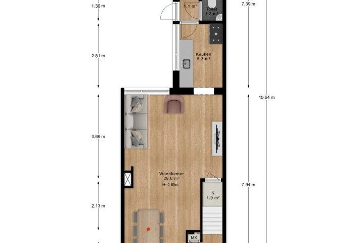 Plattegrond – Gortstraat 34, Veenendaal