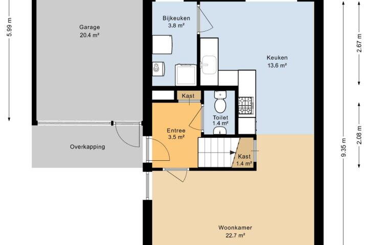 Plattegrond – Gouwland 12, Roden