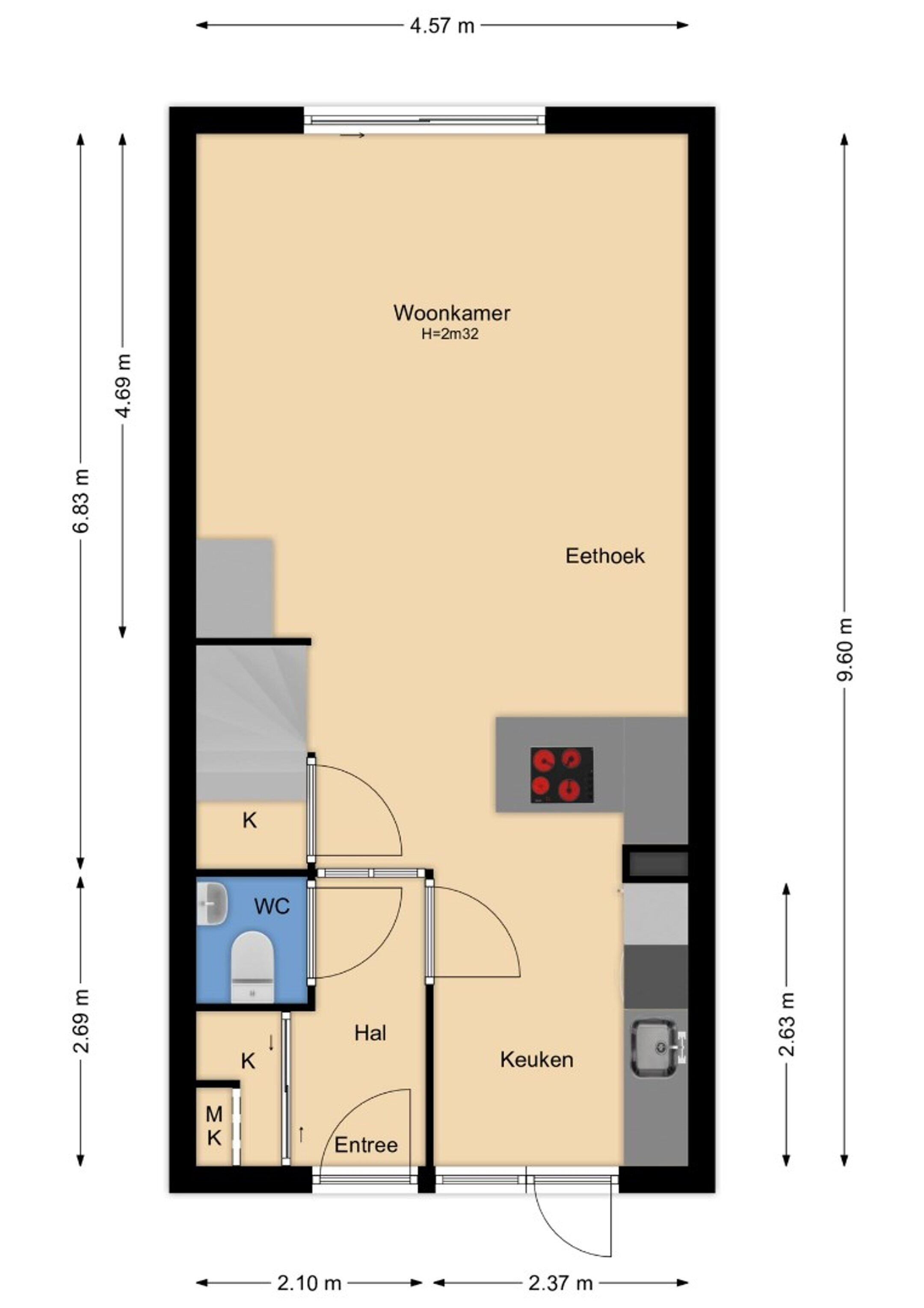 Plattegrond 1 - Govert Flinckstraat 21, Almere