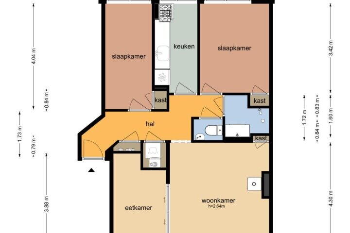 Plattegrond – Granidastraat 74 3, Amsterdam