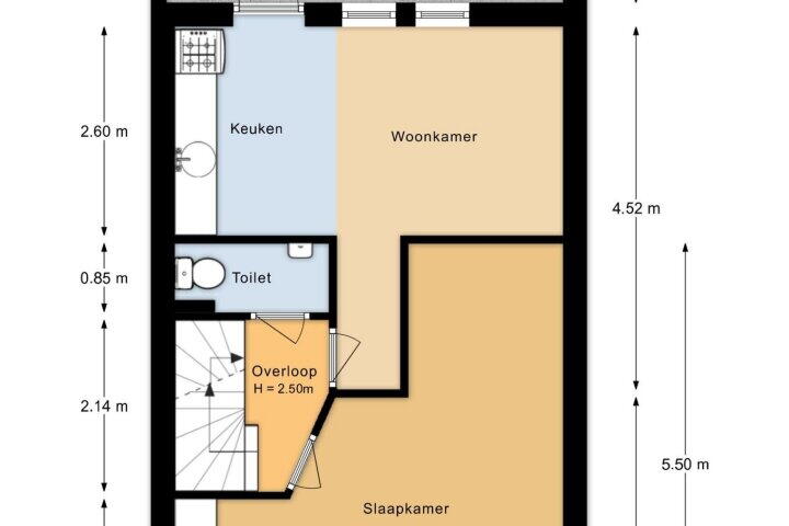 Plattegrond – Groenesteeg 53 A, Leiden